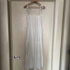 Express White Sleeveless Tiered Maxi Sundress